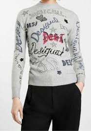 Desigual Paloma Grey Patterned Sweater