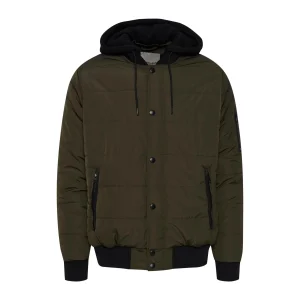 Khaki Quilted Winter Jacket With Hood Blend